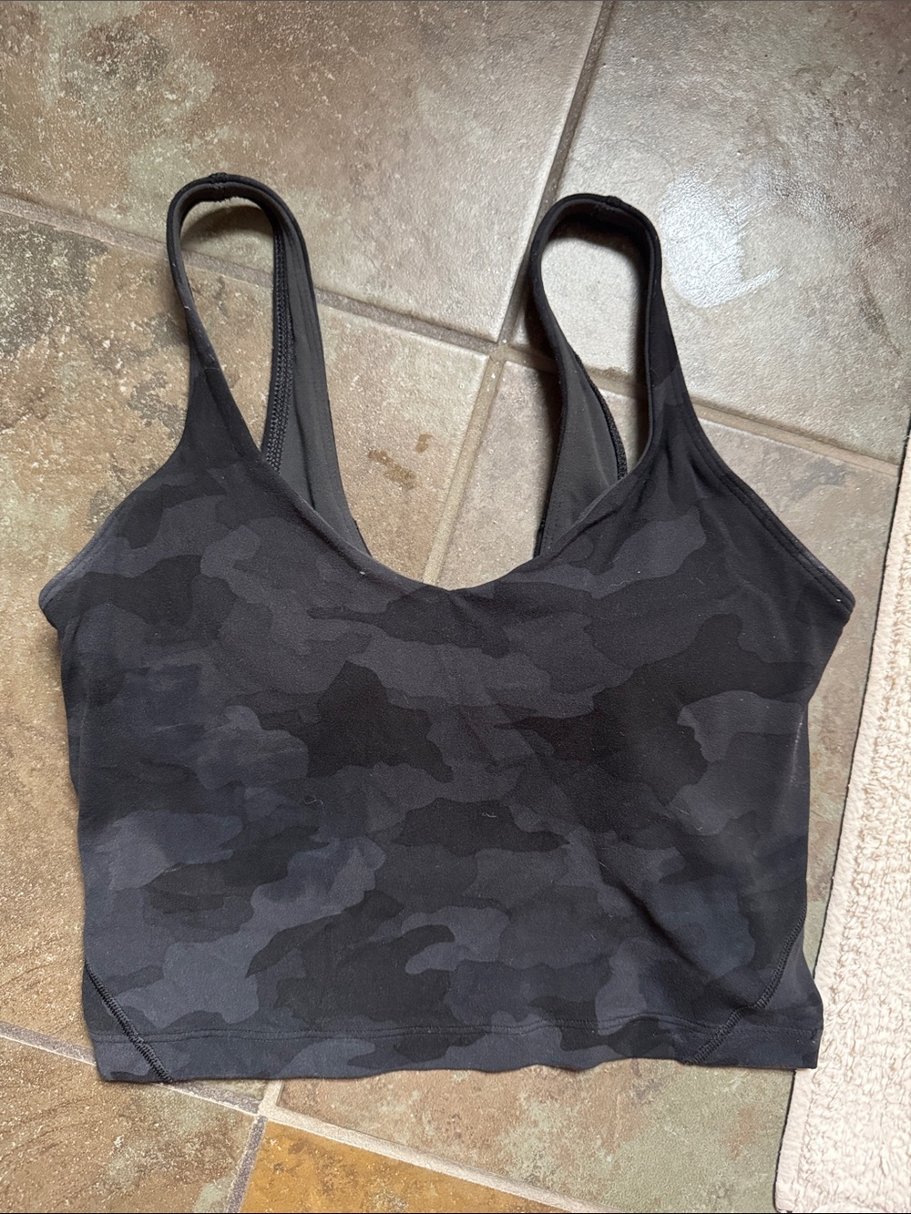 lululemon athletica Black Camo Cropped Sports Bralette